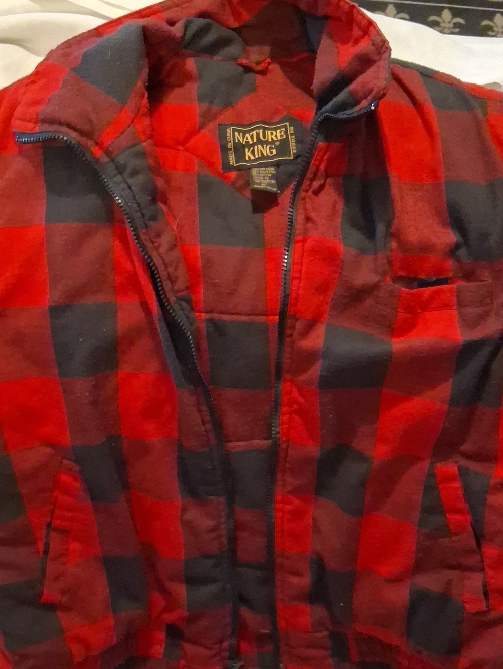 Nature King Men's Red and Black Plaid Jacket XL